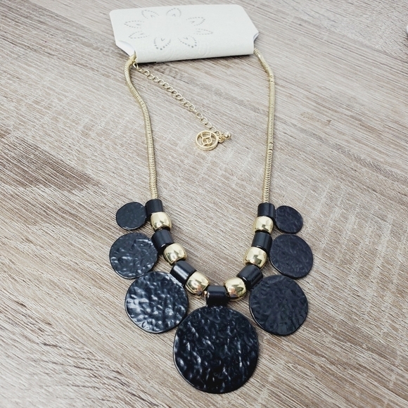 New gold black statement‎ necklace metal summer - Picture 7 of 11